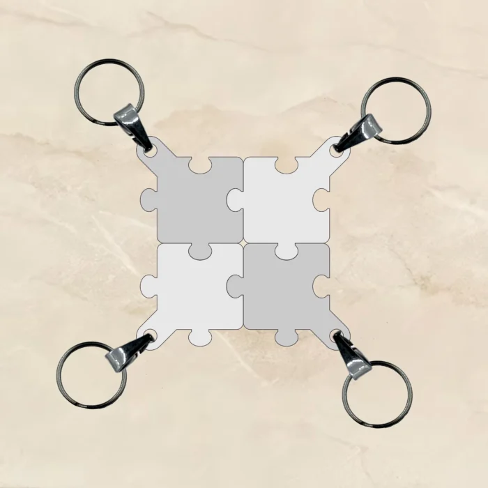 Puzzle Anhänger mit Gravur 4 Ring Kette puzzleteile edelstahl personalisierbar personalisiert individuell text geschenkbox silber
