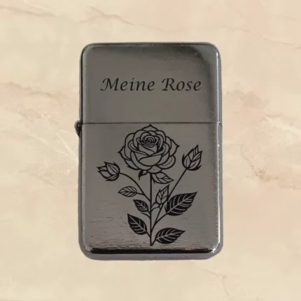 Sturmfeuerzeug mit gravur matt Set bild foto personalisierbar individuell personalisiert Traumgravur Rose