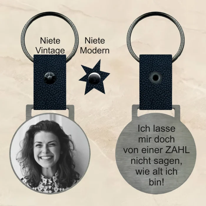 Schlüsselanhänger mit gravur Spruch 2 edelstahl personalisierbar text bild foto geschenk personalisiert individuell Leder schwarz Traumgravur